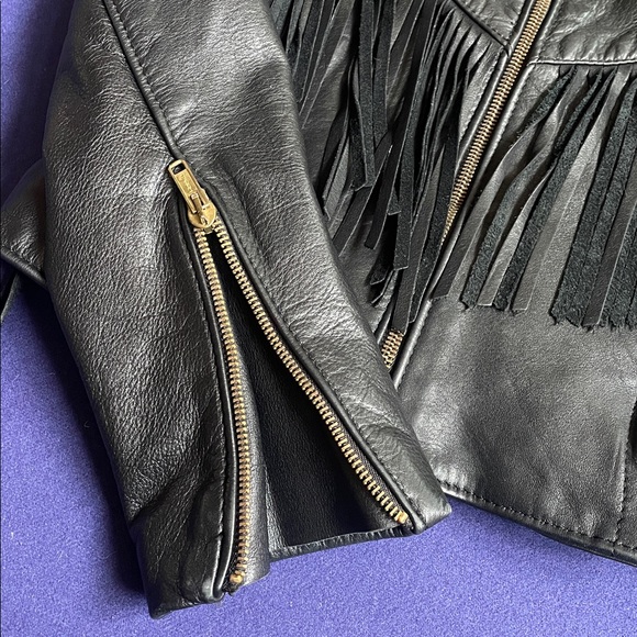 Protect Leather Fringe Motorcycle jacket - Picture 12 of 13